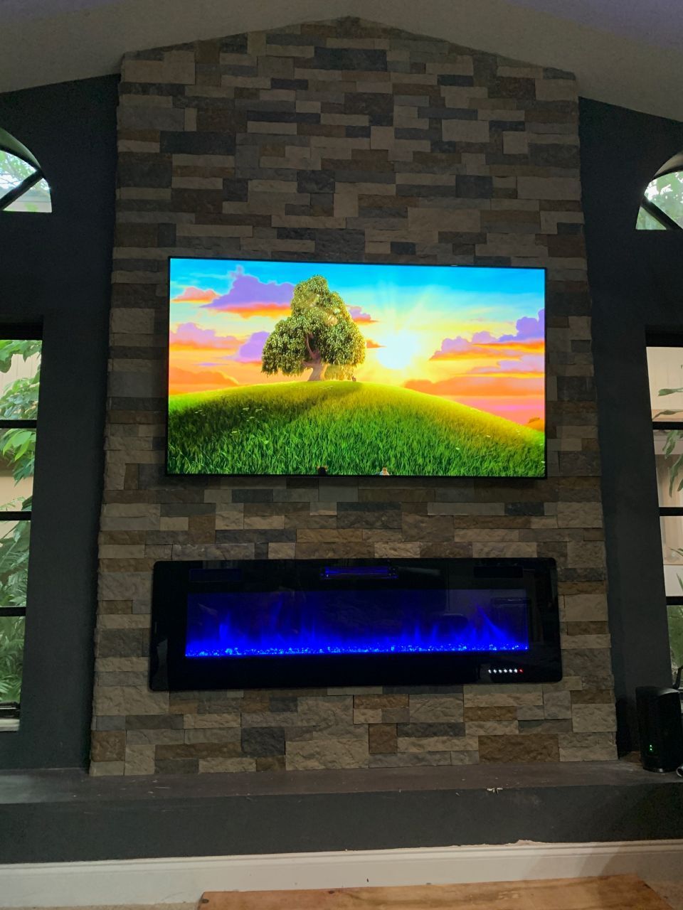 Brick Accent Wall and Fireplace