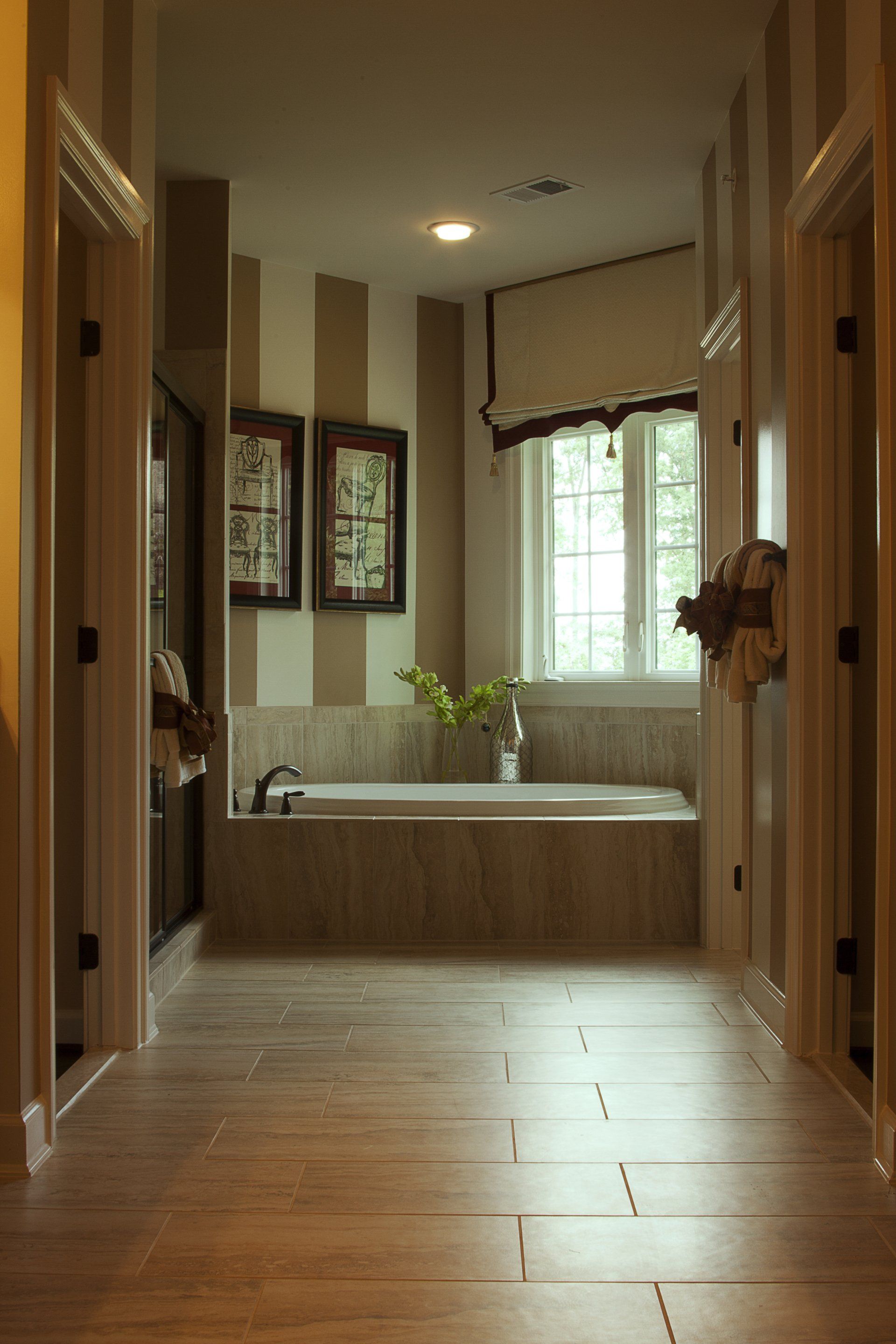 Remodeled bathroom with tub